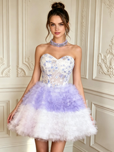 Lavender Floral Tulle Princess Skirt Homecoming Dresses TYL062|Selinadress
