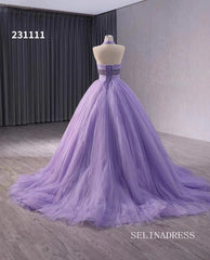 Lilac Halter Sparkly Tulle Ball Gown Wedding Dresses Quinceanera Dress 231111