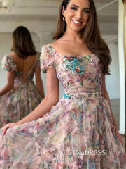 Chic A-line Off-the-shoulder Floral Beaded Long Prom Dress Elegant Eevening Dress #lop243|SelinadressChic A-line Off-the-shoulder Floral Beaded Long Prom Dress Elegant Eevening Dress #lop243|Selinadress