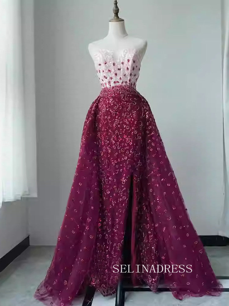 Luxurious Sweetheart Arabic High Split With Skirt Beaded Long Formal E SELINADRESS Luxurious Sweetheart Arabic High Split With Skirt Beaded Long Formal E SELINADRESS