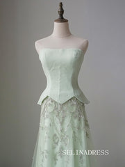 Luxury A-line Strapless Beaded Long Prom Dress Elegant Evening Gowns CRN014|Selinadress