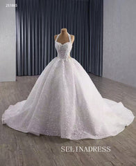 Luxury Halter White Ball Gown Wedding Dress Quincess Dress 251085|Selinadress