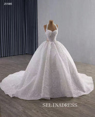 Luxury Halter White Ball Gown Wedding Dress Quincess Dress 251085|Selinadress