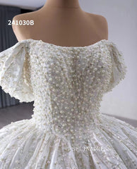 Luxury Haute Couture Wedding Dress Ball Gown Pearl Beaded Bridal Gowns 241030B|Selinadress