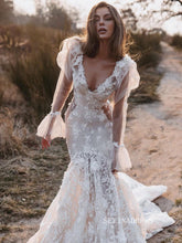 Luxury Mermaid Lace Wedding Dress Long Sleeve Illusion Open Back Sexy Bridal Gowns ASK009|Selinadress