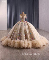 Luxury Off-the-shoulder Ball Gown With Beaded Long Prom Dress Quincess Dress 251088|Selinadress