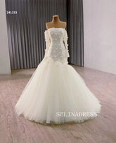 Luxury Off-the-shoulder Mermaid Lace Wedding Dress Bridal Gowns With Long Sleeve 241153|Selinadress