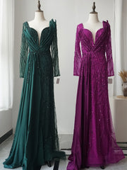 Luxury V neck Long Prom Dresses Gorgeous Full Beaded Long Evening Gown Formal Dresses FUE005|Selinadress