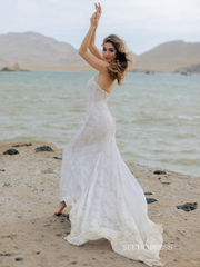 Mermaid Lace Beach Wedding Dresses Elegant Lace Bridal Gown EWR802|Selinadress