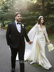 Mermaid Lace Wedding Dresses With Long Sleeve GRK031|Selinadress