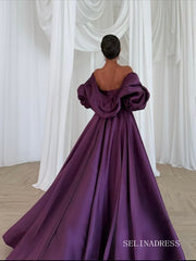 Mermaid Purple Strapless Long Prom Dress Evening Dress With Sleeve TKL620|Selinadress