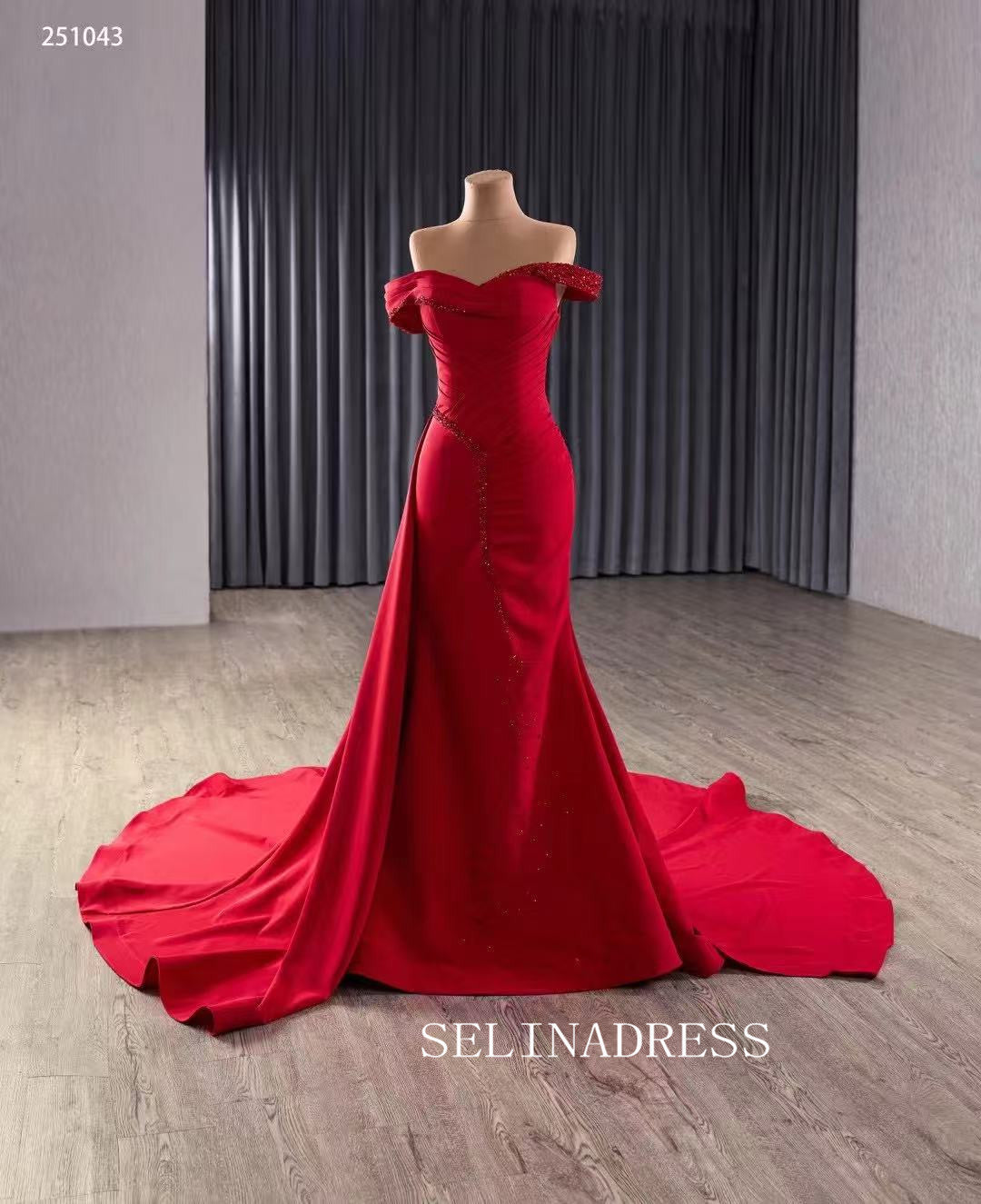 Mermaid Red Long Prom Dress With Beads Wedding Dresses 251043 – SELINADRESS Mermaid Red Long Prom Dress With Beads Wedding Dresses 251043 – SELINADRESS