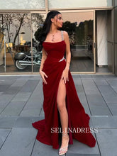 Mermaid Red Long Prom Dress With Split Beaded Evening Dress ann315|Selinadress