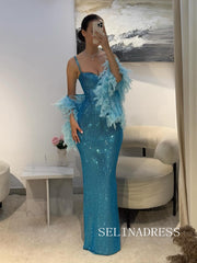 Mermaid Sliver Sparkly Long Prom Dresses Hot Stones Evening Gowns REN006|Selinadress