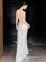 Mermaid Strapless Sparkly Sequins Beaded Long Prom Dresses Evening Dresses YY006|Selinadress