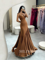 MermaidStrapless Brown Long Prom Dress Formal Dress ann306|Selinadress