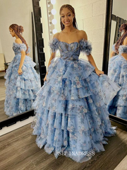 Chic Elegant A-line Off-the-shoulder Beautiful Long Prom Dresses Lavender Evening Dress lpk152|Selinadress