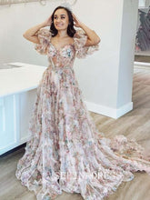 Off-the-shoulder Floral Long Prom Dresses Evening Dresses SEA057|Selinadress