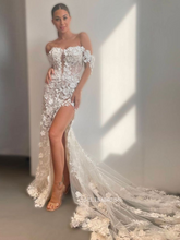 Off-the-shoulder Mermaid Cheap Wedding Dresses Lace Bridal Dresses EWR904|Selinadress