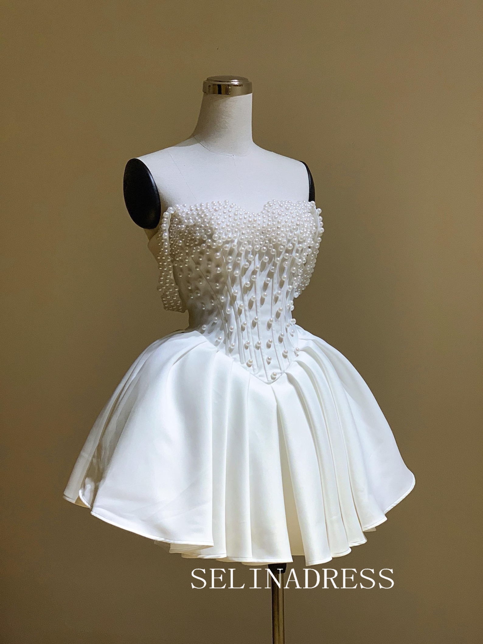Off The Shoulder Mini Wedding Dress Short Elopement Drress Corset Prom Dress # PHJ001|Selinadress