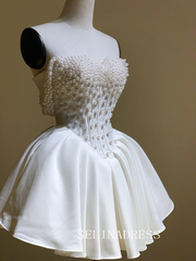 Off The Shoulder Mini Wedding Dress Short Elopement Drress Corset Prom Dress # PHJ001|Selinadress