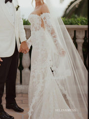 Rustic Lace Wedding Dresses Gorgeous Long Sleeve Bridal Gown SEA057|Selinadress