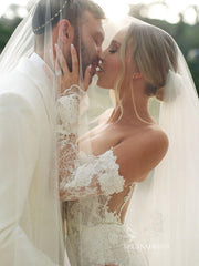 Rustic Lace Wedding Dresses Gorgeous Long Sleeve Bridal Gown SEA057|Selinadress