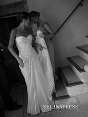 Rustic Sweetheart Sheath/Column Wedding Dress With Ruffles Wedding Dresses SEA001|Selinadress