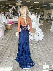 Sheath/Column Halter Sparkly Long Prom Dresses Hot Stones Evening Dresses SEA292|Selinadress