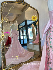 Sheath/Column Pink Prom Dresses With Oversized Bow Elegant Evening Dresses SEA302|Seinadress