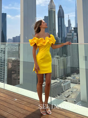 Sheath/Column Short Prom Dress Off-the-shoulder Homecoming Dress EWR427|Selinadress