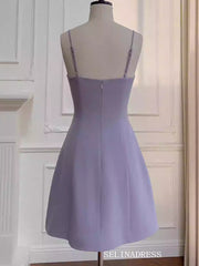 Sheath/Column Spaghetti Straps Cute Lilac Short Prom Dress Elegant Homecoming Dresses #ANN008|Selinadress