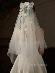 Single Layer Floral Bowknot Wedding Veils ALC024|Selinadress