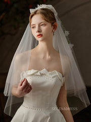 Single Layer Floral Bowknot Wedding Veils ALC024|Selinadress