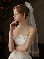 Single Layer Pearl Bow Wedding Veils ALC025|Selinadress