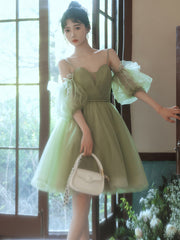 Spaghetti Straps Sage Short Prom Dress Elegant Homecoming Dresses #lko018|Selinadress