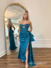 Spaghetti Straps Tea Prom Gown Cut Out Side Bow Gown lpk933|Selinadress