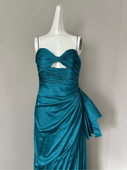 Spaghetti Straps Tea Prom Gown Cut Out Side Bow Gown lpk933|Selinadress