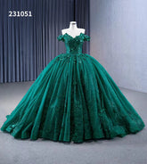 Sparkly Green Ball Gowns Off-the-shoulder Sweet 16 Ball Gown Tiered Quinceanera Dress 231051|Selinadress