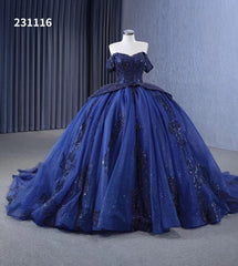 Sparkly Royal Blue Ball Gowns Beaded Sweet 16 Ball Gown Quinceanera Dress 231116|Selinadress|Selinadress