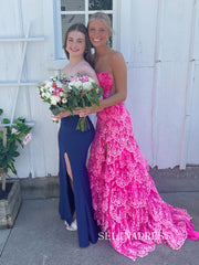 Strapless Fuchsia Lace Sequin Mermaid Prom Dress Formal Dress SQW030