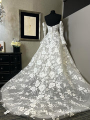 Strapless Long Sleeve Lace Ball Gown Wedding Dress Bridal Gowns lps003