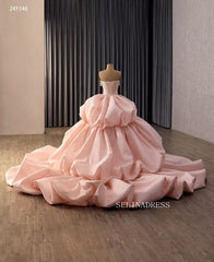 Strapless Pink Ball Gown Wedding Dresses Elegant Princess Dress 241146|Selinadress