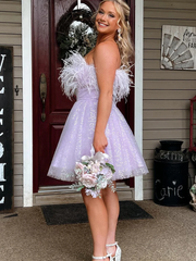 Strapless Sparkly Light Sky Blue Short Homecoming Dress #EWR708|Selinadress