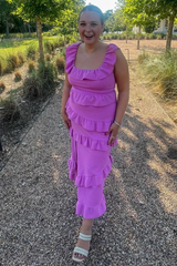 Straps Ruffle Bridesmaid Dress with Slit SEV013|Selinadress