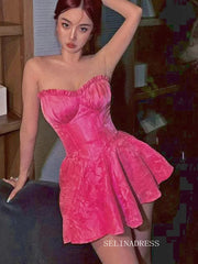 Sweetheart Hot Pink Short Homecoming Dresses Hoco Dress #EWR566|Selinadress