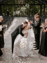 Sweetheart Mermaid Lace Wedding Dresses Rustic Ivory Bridal Dresses EVW003|Selinadress