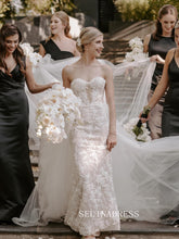 Sweetheart Mermaid Lace Wedding Dresses Rustic Ivory Bridal Dresses EVW003|Selinadress