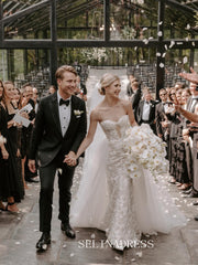 Sweetheart Mermaid Lace Wedding Dresses Rustic Ivory Bridal Dresses EVW003|Selinadress