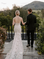 Sweetheart Mermaid Lace Wedding Dresses Rustic Ivory Bridal Dresses EVW003|Selinadress